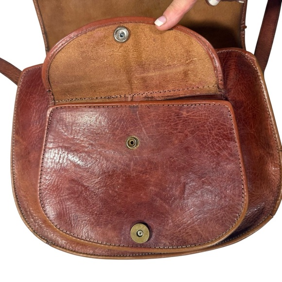 Cuir Vrai Leather Shoulder Bag Handmade in France Vintage - Picture 7 of 13